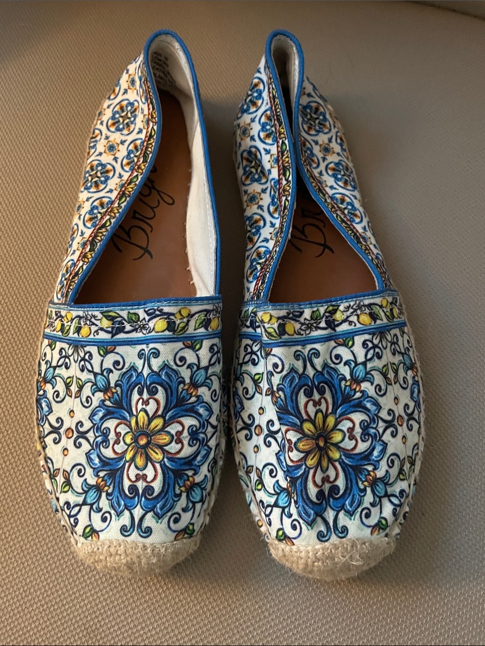 Brighton Lemony Colorful Print Espadrilles - Size 10